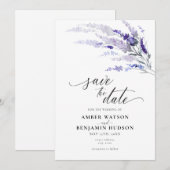 Lavender Summer Floral Lila Paars Save the Date Kaart (Voorkant / Achterkant)