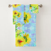 Lavender Sunflower Bath Towel Set Bad Handdoek (Insitu)