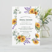 Lavender Sunflower Bridal Shower Invitation Kaart (Staand voorkant)