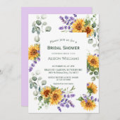 Lavender Sunflower Bridal Shower Invitation Kaart (Voorkant / Achterkant)