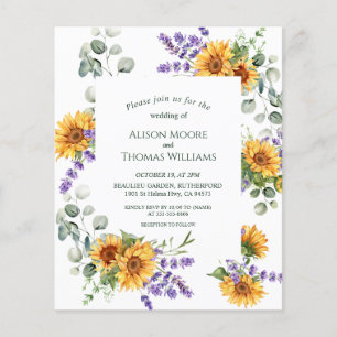 Lavender Sunflower Budget Weddenschap Flyer