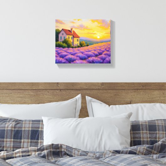 Lavender Sunset Canvas Afdrukken (Insitu (Slaapkamer))