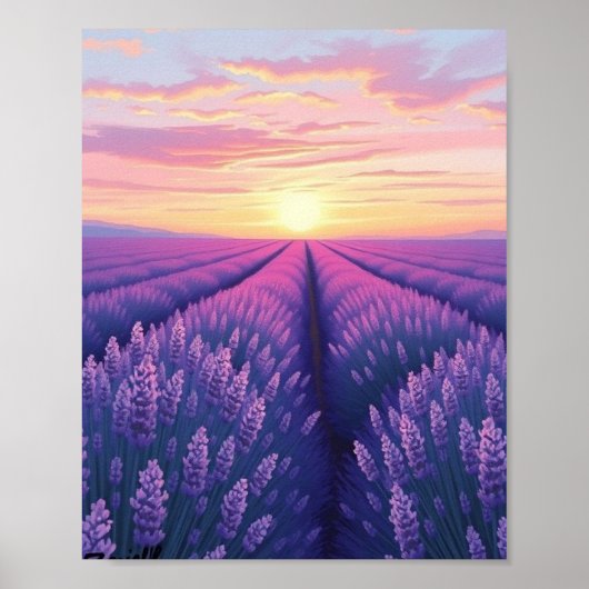 Lavender Sunset Dream: An Impressionistic Landscap Poster (Voorkant)