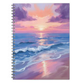 Lavender Sunset Purple Beach Ocean Watercolor Notitieboek (Voorkant)