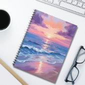Lavender Sunset Purple Beach Ocean Watercolor Notitieboek