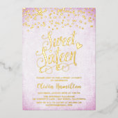 Lavender Sweet 16 Gold Confetti Folie Uitnodiging (Voorkant)