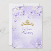 Lavender Sweet 16 Invitation with Butterflies Kaart (Achterkant)