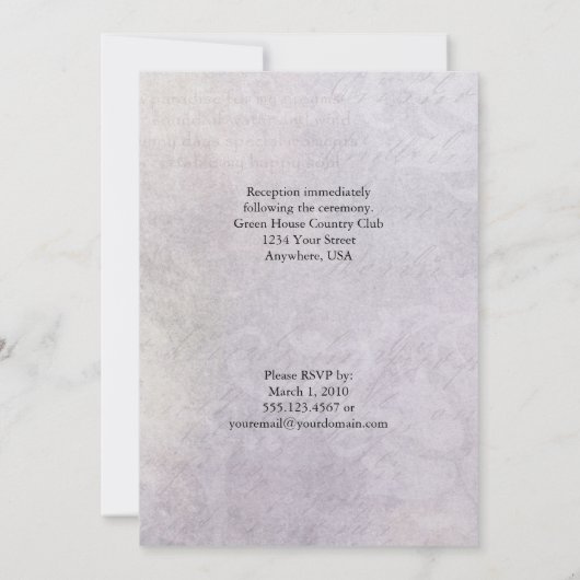 Lavender Sweet Peas Wedding Invitation Kaart (Achterkant)