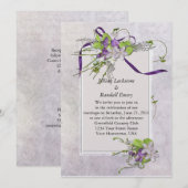 Lavender Sweet Peas Wedding Invitation Kaart