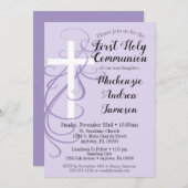 Lavender Swirl Eerste Uitnodiging van de Heilige C (Voorkant / Achterkant)