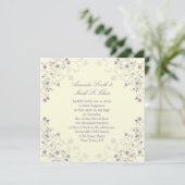 Lavender Swirls on Cream Wedding Invitation Kaart (Staand voorkant)