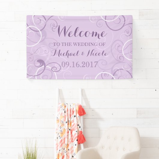 Lavender Swirls Weddenschap Welkomstteken Spandoek (Insitu)