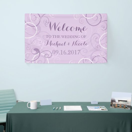 Lavender Swirls Weddenschap Welkomstteken Spandoek (Beurs)
