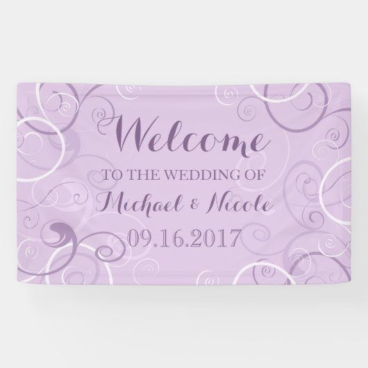 Lavender Swirls Weddenschap Welkomstteken Spandoek (Horizontaal)