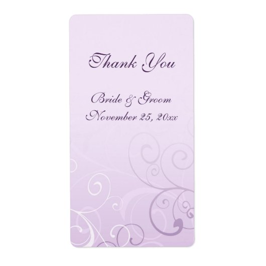 Lavender Swirls Weddenschappen Labels (Voorkant)