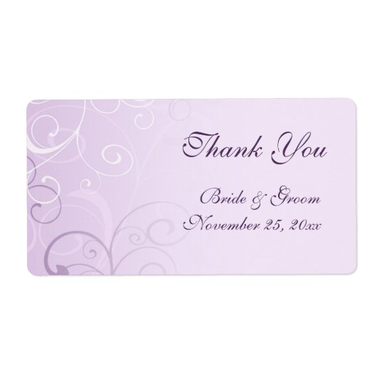 Lavender Swirls Weddenschappen Labels (Voorkant)