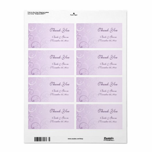 Lavender Swirls Weddenschappen Labels (Full Sheet)