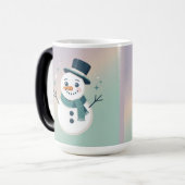 Lavender Teal Sparkling Snowman Morphing Mug Magische Mok (Voorkant links)