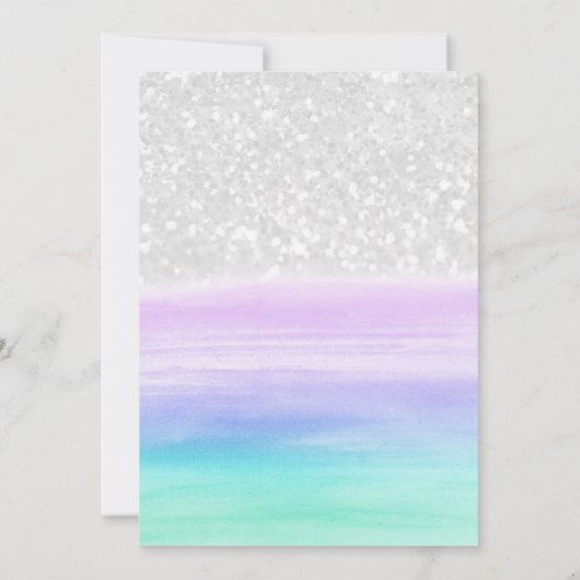 Lavender Teal White Glitter Dolphin Pool Birthday Kaart (Achterkant)