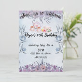 Lavender teapot flowers birthday  kaart (Staand voorkant)