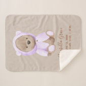 Lavender Teddy Bear Baby Birth Stats Sherpa Deken (Voorkant (horizontaal))