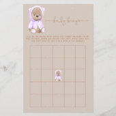 Lavender Teddy Bear Baby shower Bingo Flyer (Voorkant)