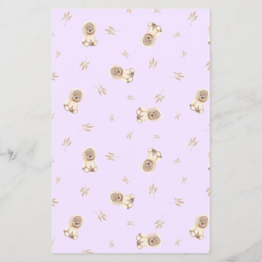 Lavender Teddy Bear Baby shower Bingo Flyer (Achterkant)