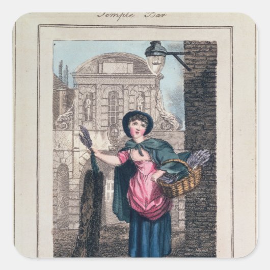 Lavender, Temple Bar, uit 'Cries of London' Vierkante Sticker (Voorkant)