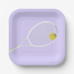 Lavender Tennis Club White Racket Lila Papieren Bordje