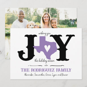 Lavender Texas JOY Foto Feestdagenkaart