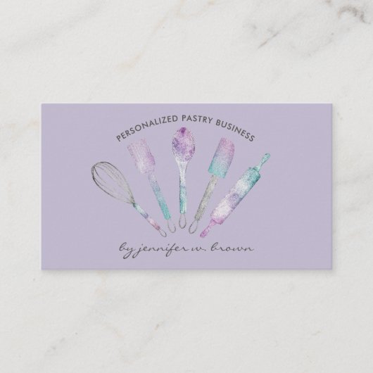 Lavender Theme Pastry Chef Home Made Bakery Visitekaartje (Voorkant)