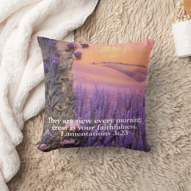 Lavender Throw Pillow Lamentations 3:23 Kussen (Deken)