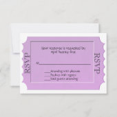 Lavender Ticket look RSVP-reactiekaart RSVP Kaartje (Voorkant)