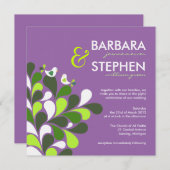 Lavender Tortelduifjes - Linen Wedding Invitations Kaart (Voorkant / Achterkant)