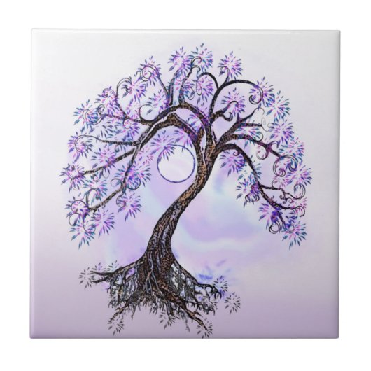 Lavender Tree met motorkeramische tegel Tegeltje (Voorkant)