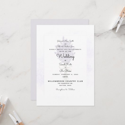 Lavender Trouw Beide Ouders Vermeld Kaart (Voorkant / Achterkant in situ)