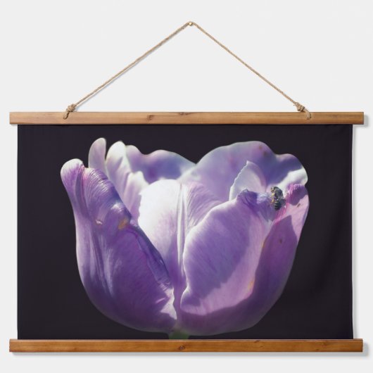 Lavender Tulip With Tiny Bee Close Up Hangend Wandkleed (Voorkant)
