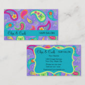 Lavender Turquoise Blue Modern Paisley Pattern Visitekaartje (Voorkant / Achterkant)