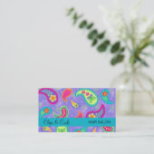 Lavender Turquoise Blue Modern Paisley Pattern Visitekaartje (Staand voorkant)