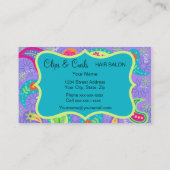 Lavender Turquoise Blue Modern Paisley Pattern Visitekaartje (Achterkant)