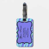 Lavender & Turquoise Zebra & Cheetah Pink Flower Bagagelabel (Achterkant verticaal)