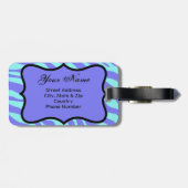 Lavender & Turquoise Zebra & Cheetah Pink Flower Bagagelabel (Achterkant horizontaal)