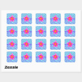 Lavender & Turquoise Zebra & Cheetah Pink Flower Vierkante Sticker (Vel)