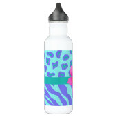 Lavender & Turquoise Zebra & Cheetah Pink Flower Waterfles (Links)