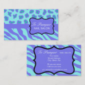 Lavender & Turquoise Zebra & Cheetah Skin Custom Visitekaartje (Voorkant / Achterkant)