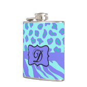 Lavender Turquoise Zebra Leopard Monogram Initiaal Heupfles (Links)
