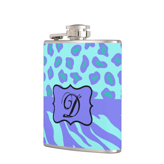 Lavender Turquoise Zebra Leopard Monogram Initiaal Heupfles (Links)