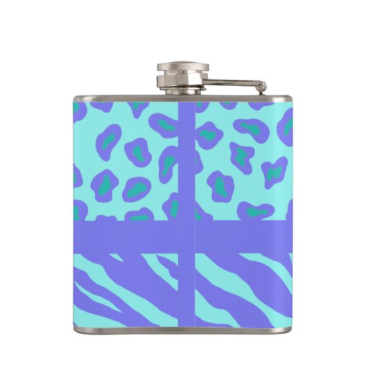 Lavender Turquoise Zebra Leopard Monogram Initiaal Heupfles (Achterkant)