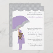 Lavender Umbrella Baby Shower-uitnodigingen Kaart (Voorkant / Achterkant)