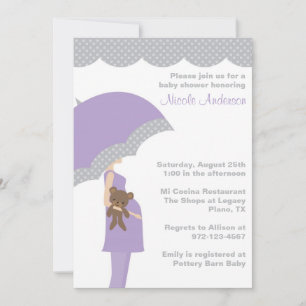 Lavender Umbrella Baby Shower-uitnodigingen Kaart